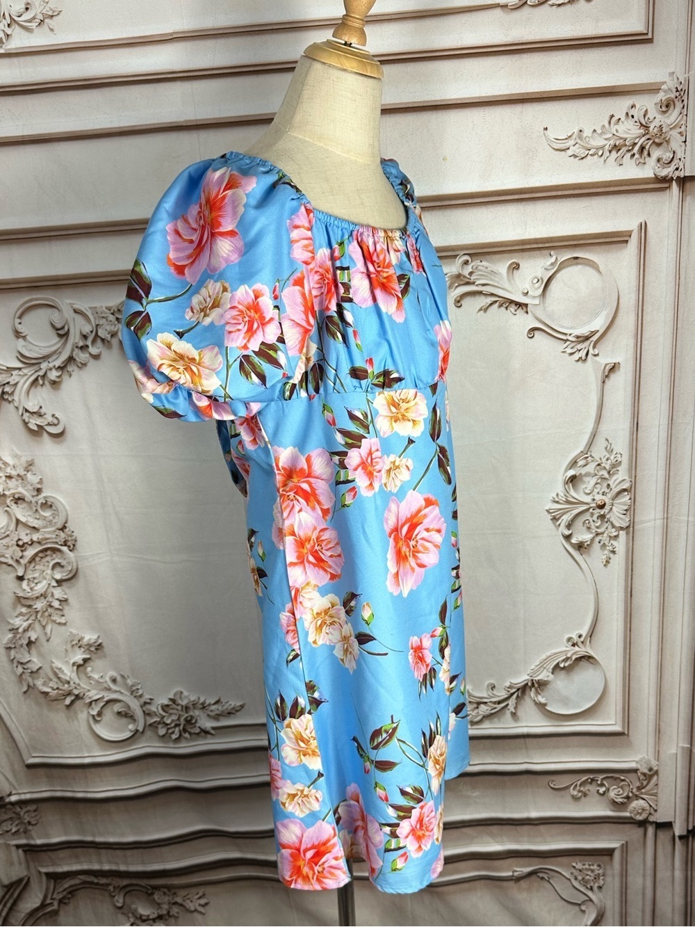 GB girls Light Blue Floral Tie-Shoulder Dress - Picture 8 of 8
